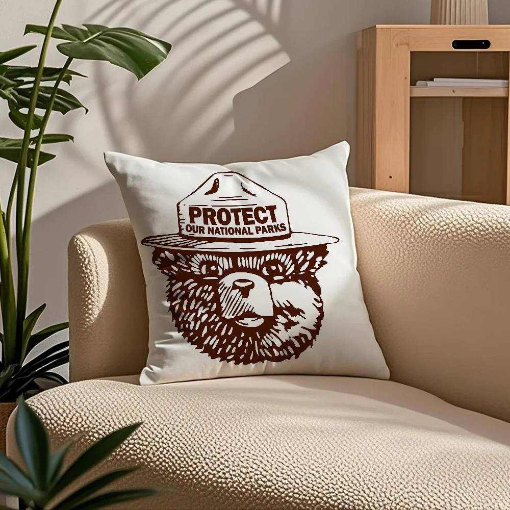 Anime S-Smokey B-Bear Pillow Case Comfort Sofa Bed Silky Elegant Invisible Zipper Custom Decorative Cushion Cover
