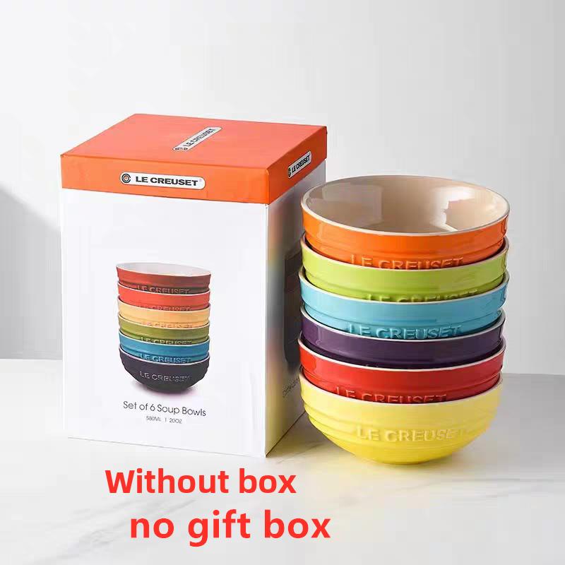 Le Creuset Cool Color Cerc Bowl for Salad Soup Noodles Fruit Rice Round Multifunctional Dining Utensils French Sle Daily...