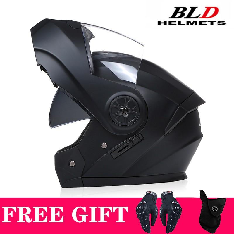 Full Face Motorcycle Helmet With Dual Visors Flip-Up Design Scooter E-Bike Riders