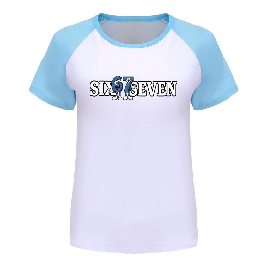 5388 Boys Girls Brainrot 67 Print Raglan Cute Casual T-Shirt