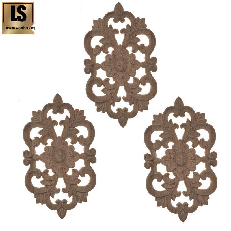 European Floral Wood Carving Decorative Panels for Doors and Walls
