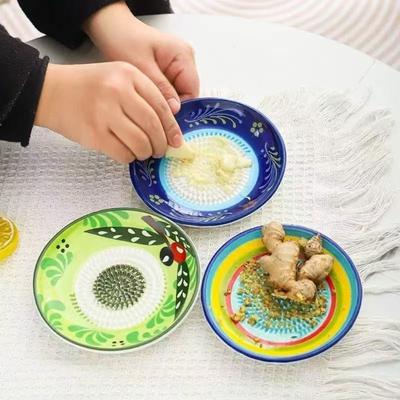 Non-Slip Ceramic Grinding Bowl Manual Seasoning Grater Plate Ginger Grating Dish  Grating Disc