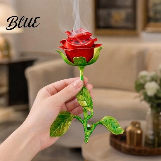 Yoga Aromatherapy Burner Vintage Rose Incense Burner Metal Flower Holder Decorative Tabletop Ornament Bedroom Living Room Office A Thoughtful Gift