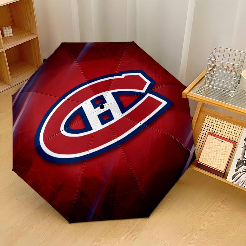 Stampa Montreal Canadiens Auto 8?Ombrello Pieghevole con Stecche Resistente al Vento Leggero Ombrello Automatico per Viaggi Quotidiani