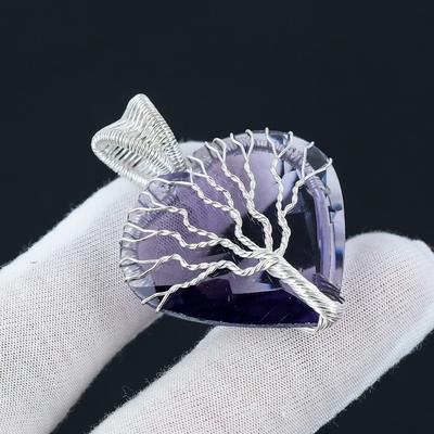Amethyst Lebensbaum Anhänger 925 Sterling Silber Draht gewickelt Anhänger Amethyst Anhänger Edelstein Silber handgemachte Anhänger Halskette als Geschenk