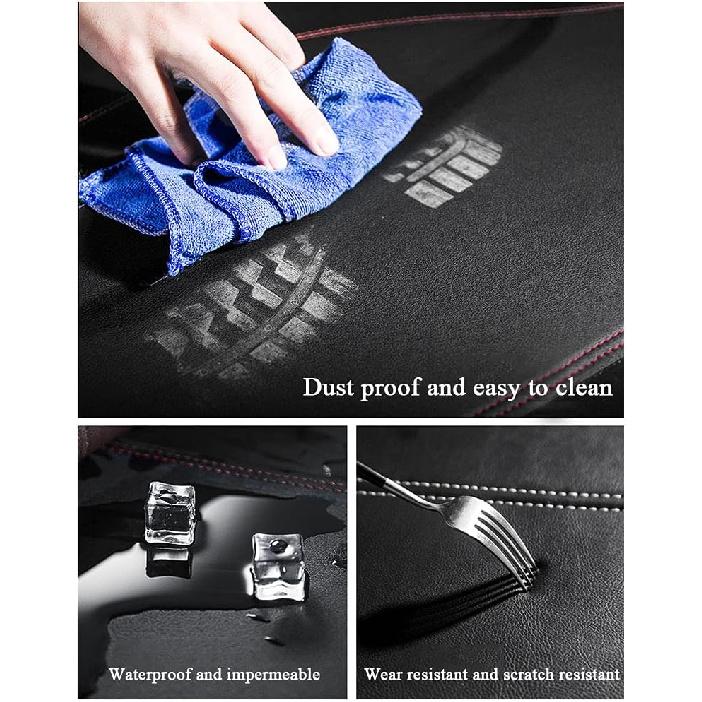 Rifoda Armaturenbrettabdeckung Matte Passend für Jeep Grand Cherokee 2011-2021 Leder Material Rutschfester Armaturenbrettschutz Sonnenschutz Blendfreies Abdeckpolster Rote Nähte