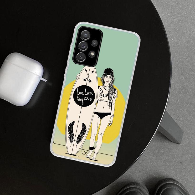 Surf Board Aesthetic Phone Case for Samsung Galaxy A17 A16 A26 A36 A56 A57 A37 A15 A25 A35 A55 A14 A24 A34 A54 A13 A23 A33 A53 G