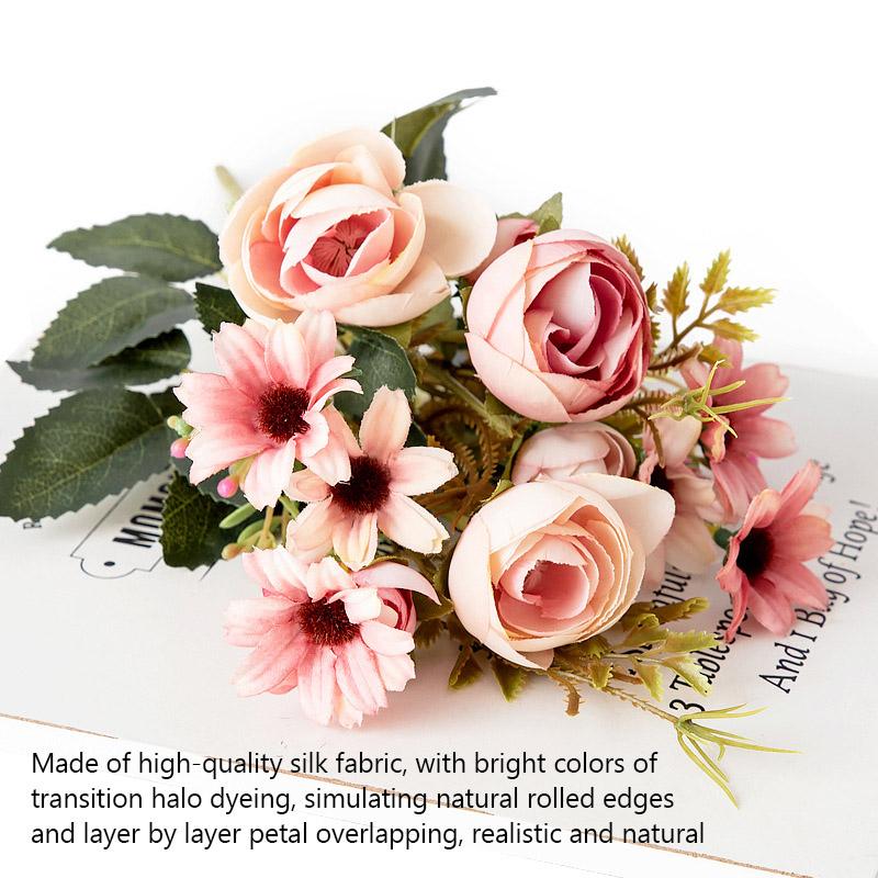 Pink Artificial Flowers Silk Roses Buds for Home Decor Wedding Arrangement Bridal Bouquet Christmas Wreath Accessories