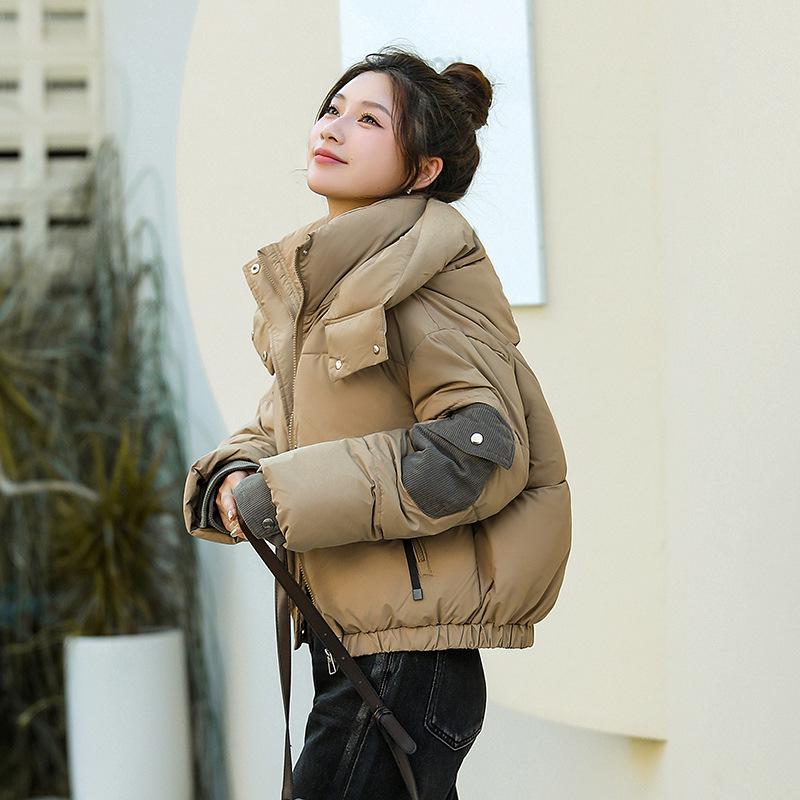 2025 Autumn/Winter Korean Style Versatile Hooded Cotton Jacket