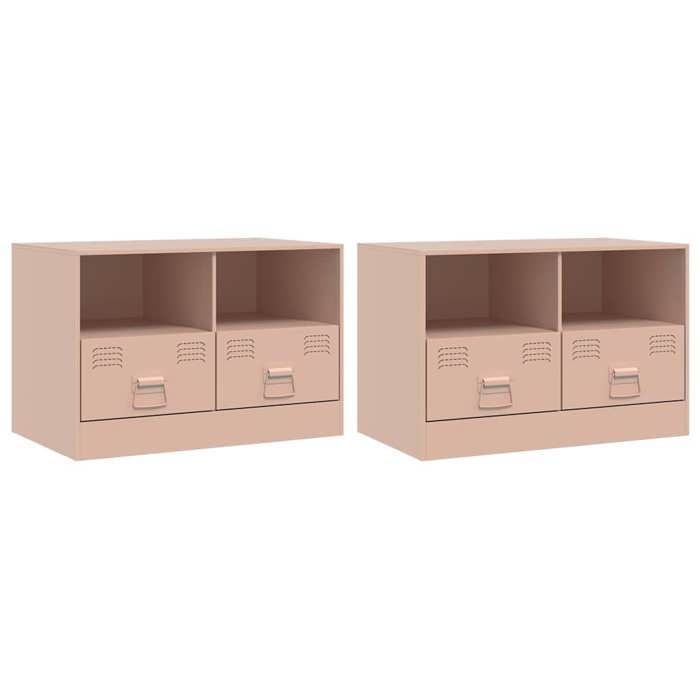 VidaXL Meubles TV 2 pcs rose 67x39x44 cm acier 841742