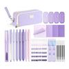 Four Candies Purple Stationery Set with Gel Pens, Correction Tape, Pastel Highlighters, Mechanical Pencil, Sticky Notes & Index Tabs - Study
