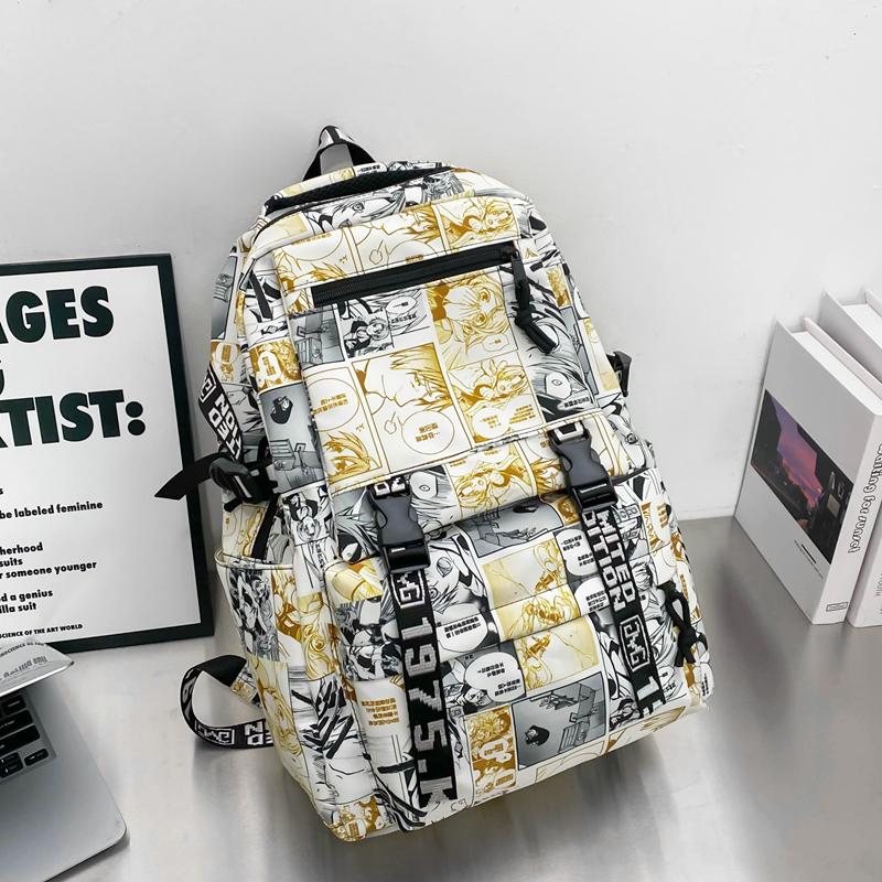 Student Skolesekk Herre Graffiti Trykk Ryggsekk Dame Stor Kapasitet Ryggsekk