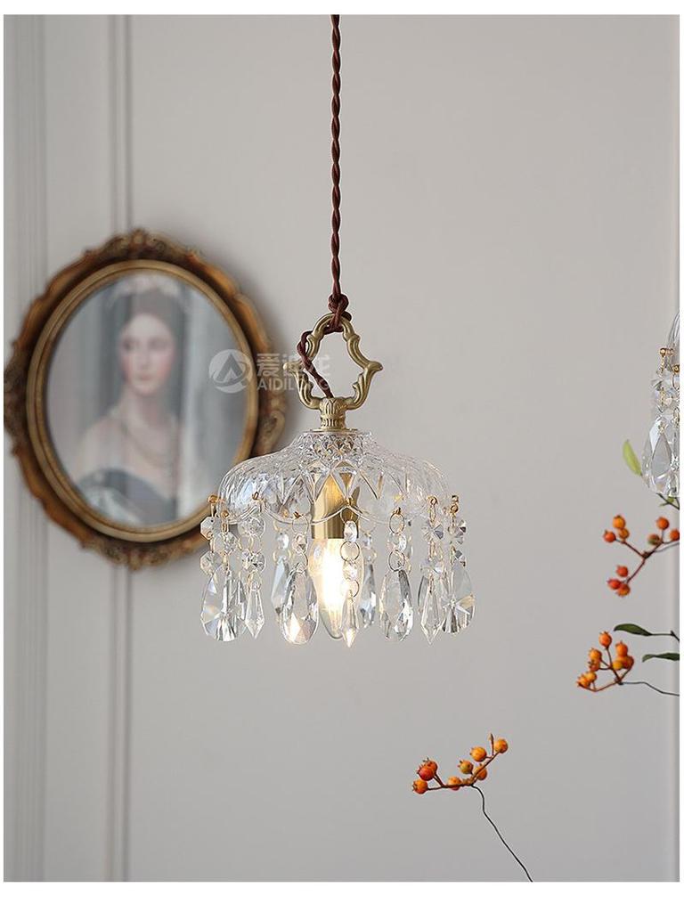 American Retro Crystal Chandelier for Hallway, Bedside, Balcony, and Cloakroom.