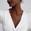 Lariat Gold Necklace for Women, 14k Gold Plated/Stainless Steel Silver Y-Shaped Pendant Trendy Beaded Chain Drop Necklaces Gifts