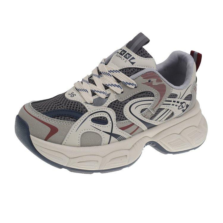 Ultra-light and Versatile College Lace-up Thick-soled Heightening Fashion Youth Trend Casual Dad Shoes Gray-blue