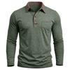 Men's Long Sleeve Golf Polo Shirt Casual Breathable Quick Dry Lightweight Performance Top with Button Placket and Chest Pocket