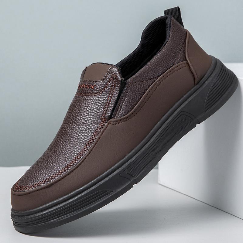 

Мужские кожаные туфли весенние на мягкой подошве с мягкими боковинами повседневные туфли черные универсальные на мягкой подошве с утолщенной подошвой легкие рабочие туфли 44 коричневый