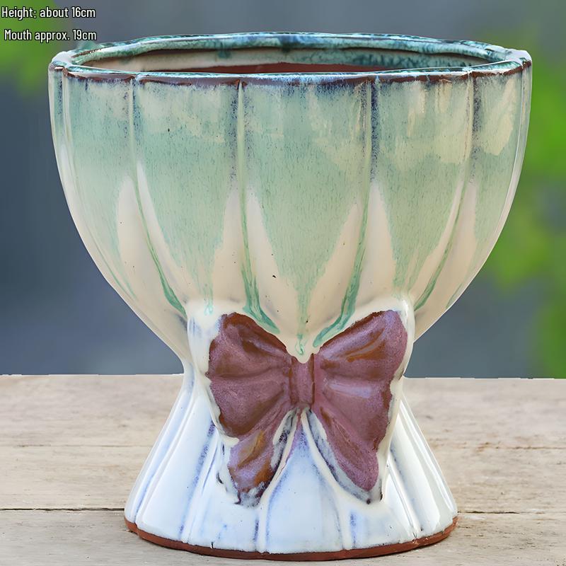 Minimalist Large Coarse Pottery Flower Pot for Succulents and Green Plants