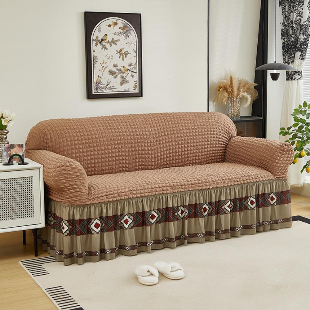 Luxury Bubble Gauze Furniture Protector Full Cover Sofa Slipcover Set Universal Stretchable Couch Cover
