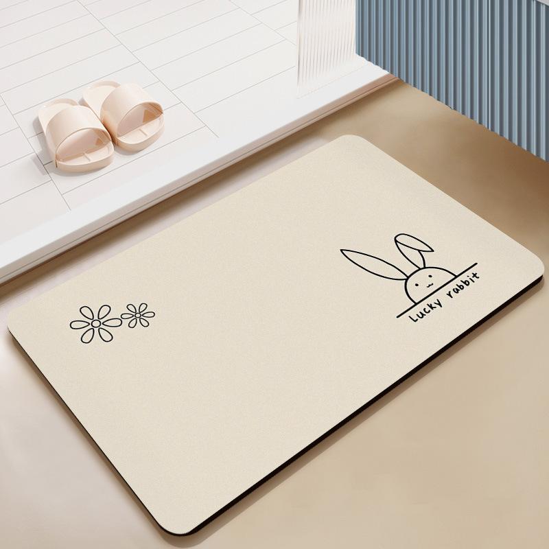 Badezimmer saugfähige Bodenmatte, Badezimmertür Fußmatte, Kieselgur schnelltrocknender Teppich rutschfest Cartoon verschleißfest