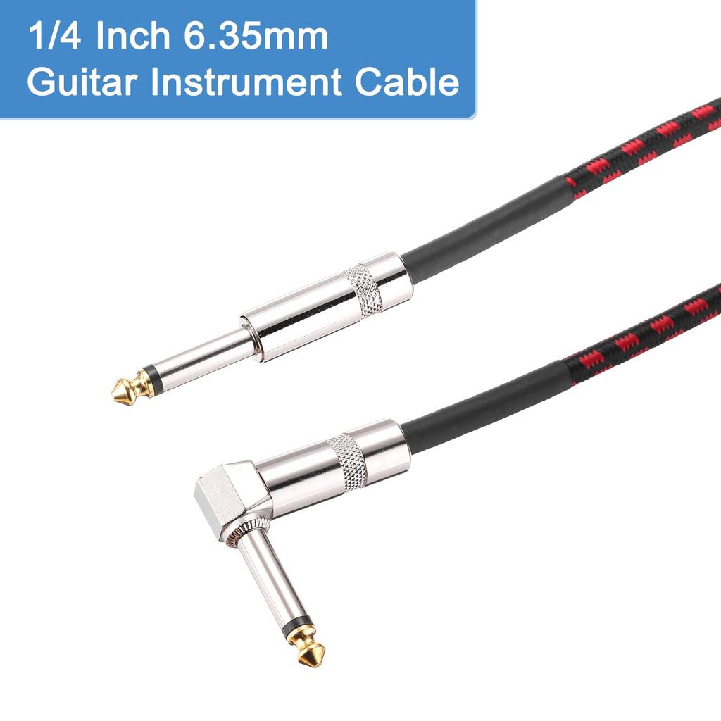 uxcell 2-Piece Guitar Instrument Cable, 10 Feet, 14" to 14" 6.35mm Straight to Right-Angle Jack Stereo Audio Interconnect Cord, Balanced Line for