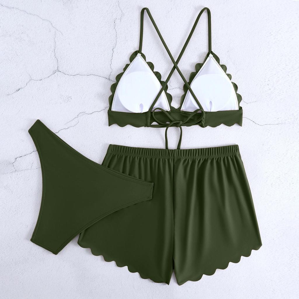 Women's Color Bikini  Swimsuit Swimsuit Three Piece Set