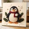 Framed Pearl Painting Kit DIY with Winter Penguin Scarf Design 3D Shiny Bead Art Canvas Ready to Display Elegant Home Decor Gift Idea
