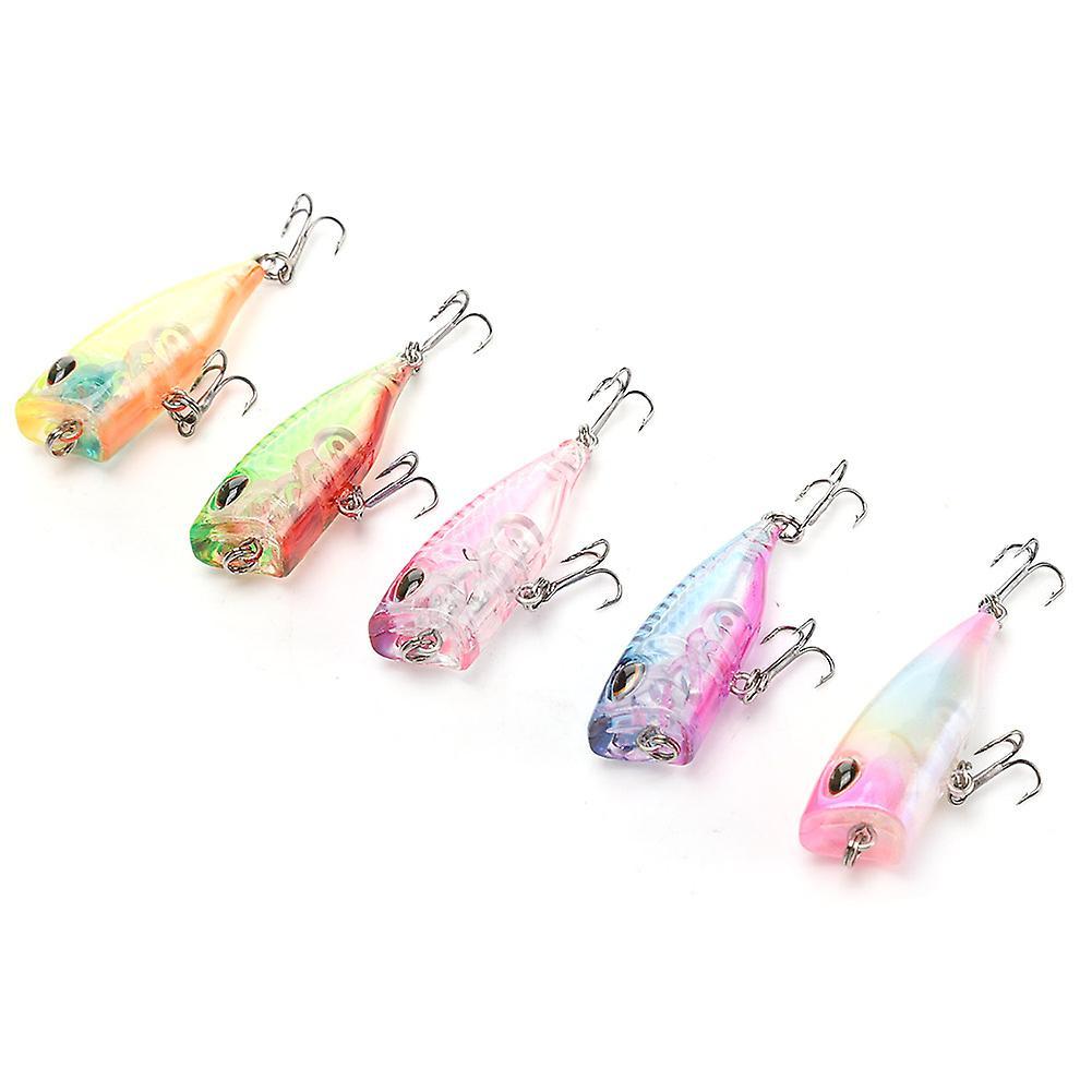 ZPSHYD 5 Piezas Señuelos Blandos de Pesca, Señuelo Artificial de Plástico, Minipoper Señuelo Artificial Flotante Señuelos de Pesca Accesorio de Aparejos de Pesca