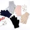 Two-half Finger Imitation Mink Gloves Autumn and Winter Student Writing Cycling Women's Finger Gloves Solid Color Commuting Warm Gloves