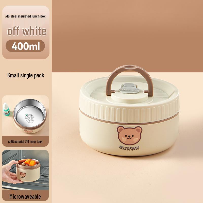 316 Stainless Steel Insulated Double-Layer Microwaveable Bento Lunch Box for Students and Office Workers