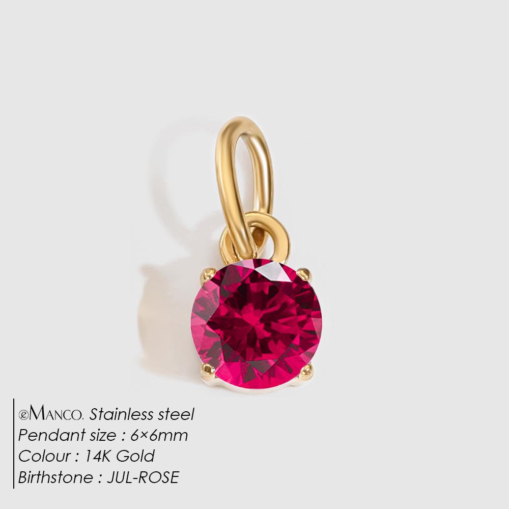 eManco DIY Jewelry Accessories: Stainless Steel Round Cubic Zirconia Pendant Necklace