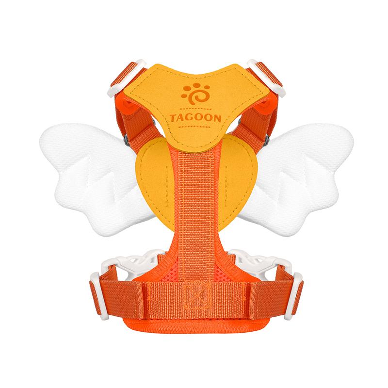Luxurious Angel Wings Puppy Harness Set Lightweight Adjustable POM Buckle Pet Vest Chest Strap for Small Dog Cat Daily Walking