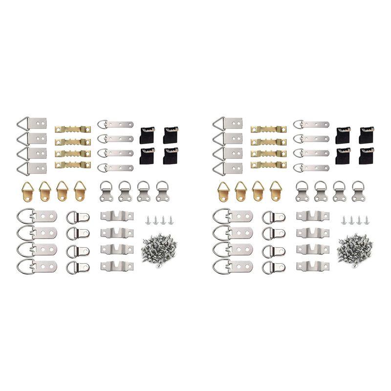 Easy Use 192Pcs Picture Photo Frame Hanging Hooks With Screws Kit For Office Home Painting Hanger Assorted