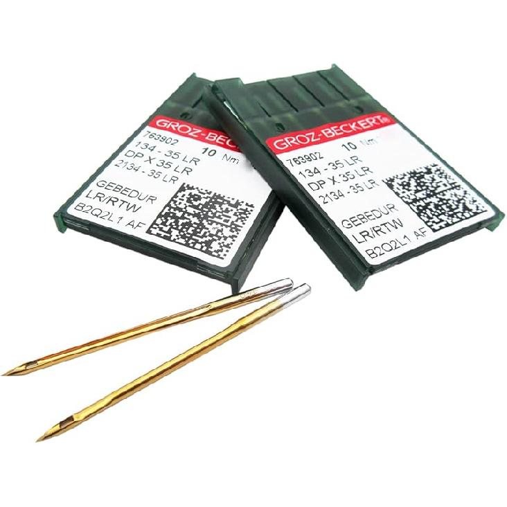 GROZ-BECKERT Needle in CKPSMS Clear Plastic Box- 20PCS Groz-Beckert 134-35LR, DPX35LR Gebedur Titanium Leather Sewing Needles (22/140) Needle Size:22/140