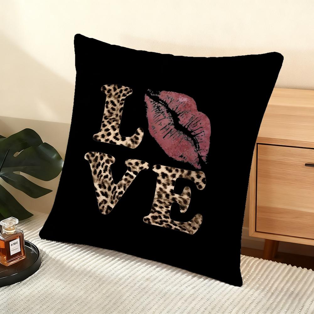 

Leopard Love Cushion Cover Soft Short Plush Pillow Cover Smooth Cozy Texture Aesthetic Cushion Case Home Decor 30cmx30cm