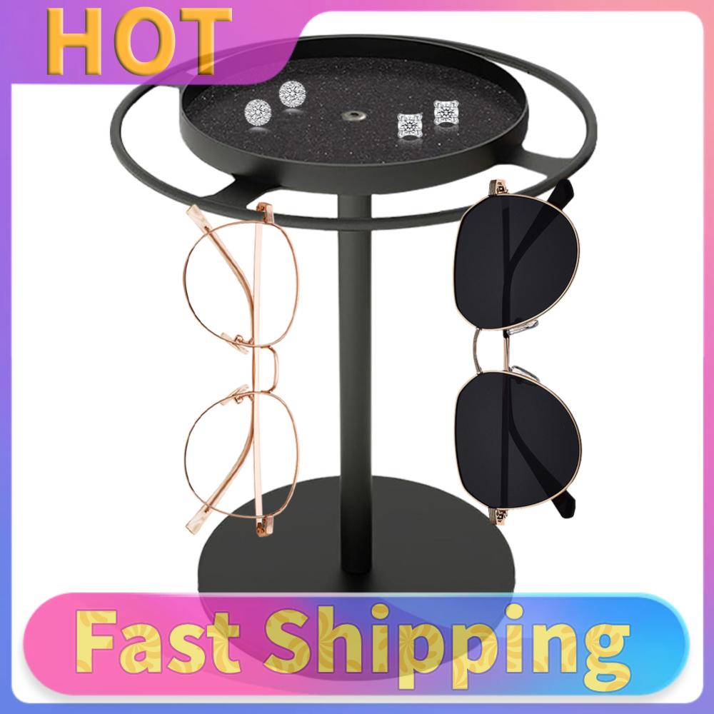 360° drehbarer Brillenhalter Ständer mit Aufbewahrungsschalen Brillen-Displayhalter Brillen-Displayregal für Tischplatte Schreibtisch Kommode