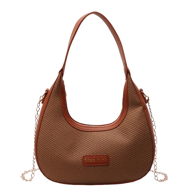 

Summer bag women s bag fashion simple shoulder handbag niche design underarm dumpling bag коричневый