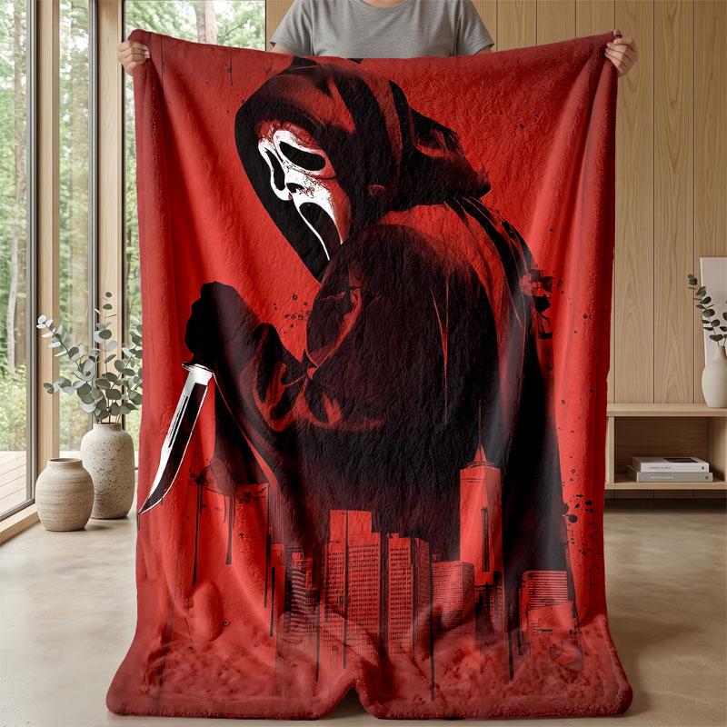 Soft Flannel Blanket Lightweight Cozy Bedroom Living Room CoverScream Ghostface