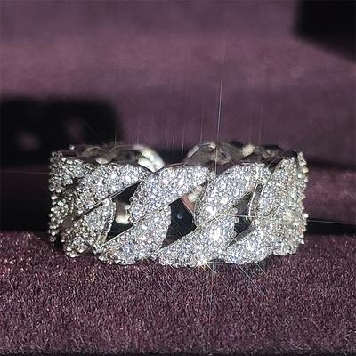 ZAKOL New Trendy Copper Color Chain Open Ring For Women Micro-Intact Zircon Wedding Anniversary Gift Zircon