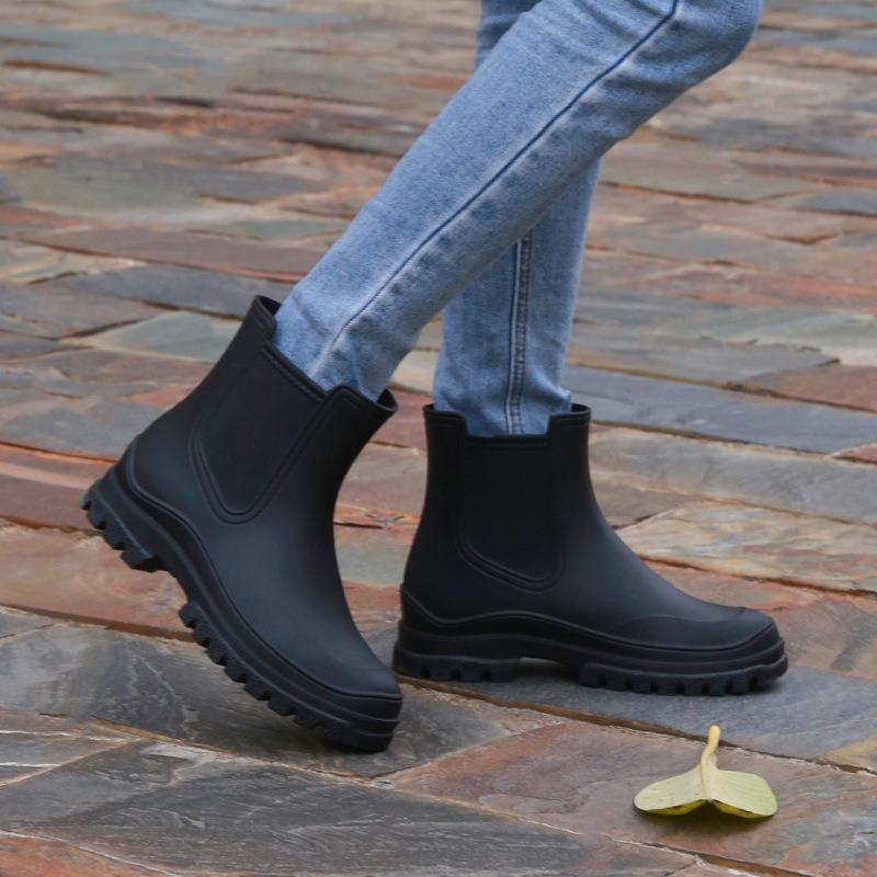 Fashion Chelsea Short Rain Shoes Women's Rain Boots Martin Boots Non-slip Water Boots Rain Boots Adult Galoshes