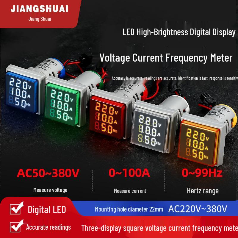 AD16-22AVHZ Digital LED Meter: AC Current, Voltage, Hertz Display with Current Transformer.