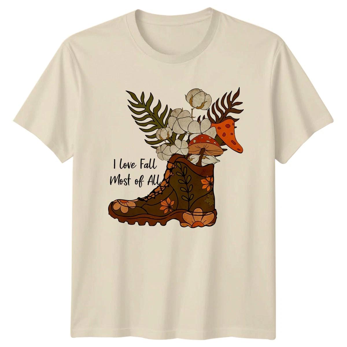 I Love Fall Most Of Womens T-Shirt Retro Nature Autumn Autumn Gift For Her L