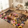 Highland Cow Theme Soft Crystal Velvet Rug Custom Name & Text Print Non Slip Floor Rug for Bedroom Living Room