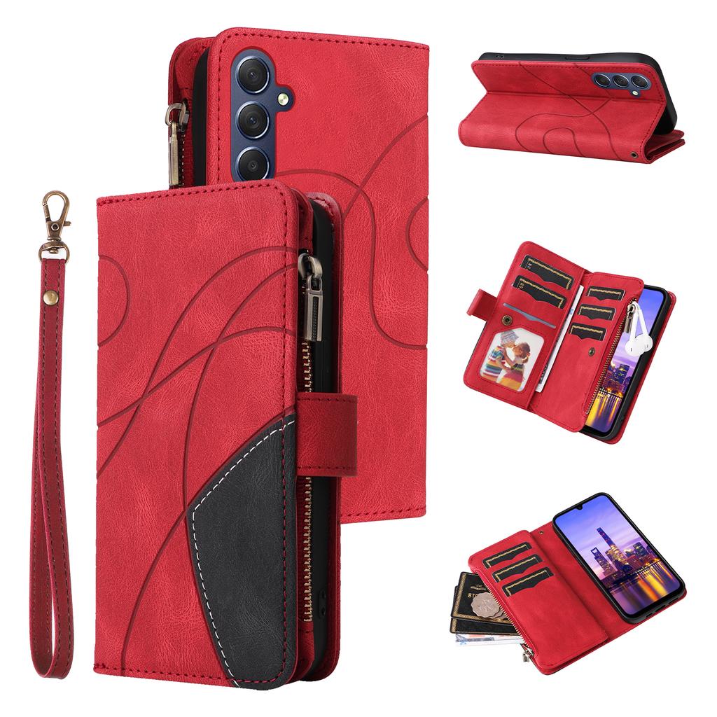 For Samsung Galaxy A17 5G/A17 4G/A26 5G/A16 5G/A16 4G Leather Case with Strap Zipper 9 Card Slot Phone Cover Stand