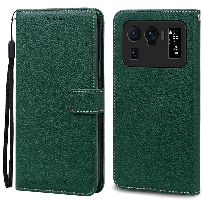 

Чехол Mi 11 Ultra для Xiaomi Mi 11 Ultra, кожаный чехол-книжка с откидной крышкой для Xiaomi Mi 11 Ultra, силиконовый чехол-книжка Fundas For Mi 11 Ultra темно-зеленого