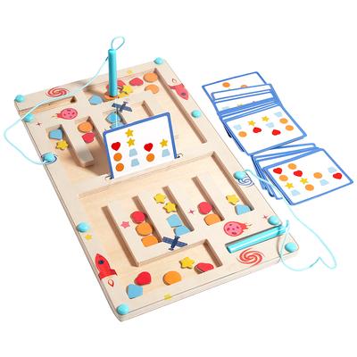 Wooden Color Shape Magnetic Maze Magnetic Sorting Travel Board Montessori Puzzle Toy Educational Learning for Age 3+ Fine Motor