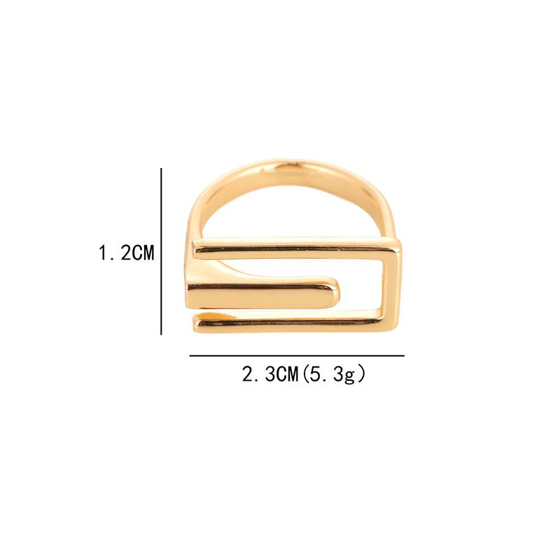 Creative Stainless Steel Rectangular Geometric Adjustable Rings for Women Luxury Metal U-Shaped Line Hollow Ring Party Jewelry