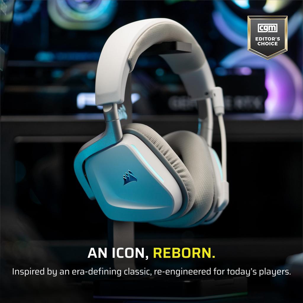 CORSAIR VOID WIRELESS v2 Gaming Bluetooth and Wireless Compatible with Dolby Headset, White, Wireless, Connectivity, PC, PS5, PS4, Switch, Atmos,