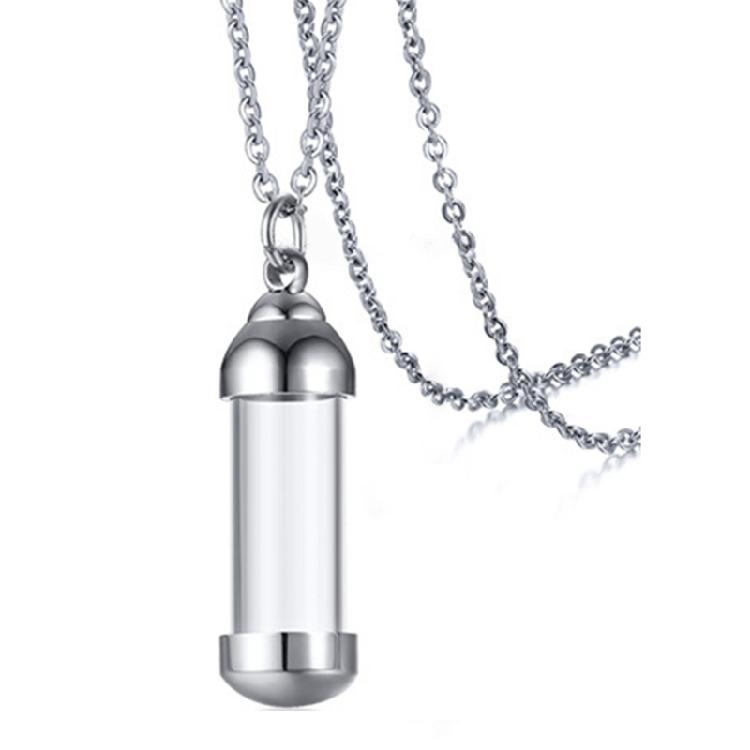 Practical Sturdy Stainless Steel and Glass Pendant Necklace Charm Pendant for Hair Keepsakes and Memorial Purposes