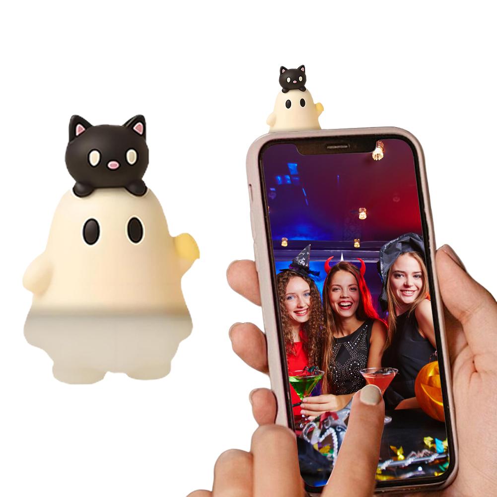 Ghostees Mystery Phone Buddy Halloween Ghost Phone Accessory Mini Halloween Ornament Gifts Car Mirror & Dashboard Decorations